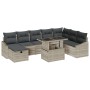 Conjunto de Sofá de Jardín de 9 Piezas con Cojines Gris Claro de Poliratán de , Sofás de exterior - Ref: Foro24-3361191, Prec...