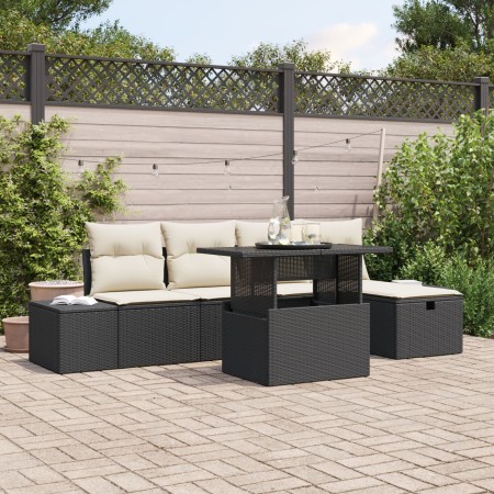 Set de Sofá de Jardín de 6 Piezas con Cojines Negro Ratán Sintético | Foro24.es | Tu tienda online para hogar, jardín y más Foro24.es