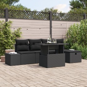 Conjunto de Sofá de Jardín de 6 Piezas con Cojines Negro Poliratán de , Sofás de exterior - Ref: Foro24-3361202, Precio: 466,...