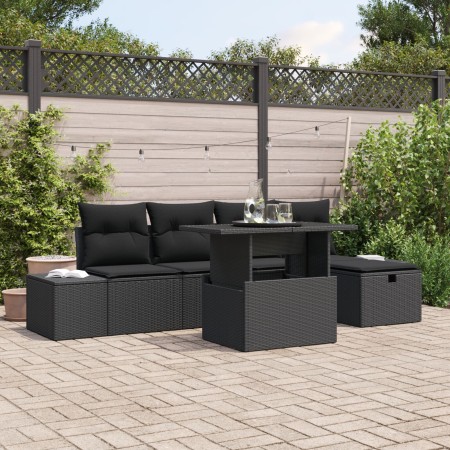 Conjunto de Sofá de Jardín de 6 Piezas con Cojines Negro Poliratán de , Sofás de exterior - Ref: Foro24-3361202, Precio: 466,...