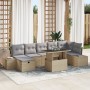 Conjunto de Sofá de Jardín de 8 Piezas con Cojines Beige Ratán de , Sofás de exterior - Ref: Foro24-3361219, Precio: 601,70 €...