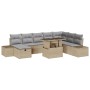 Conjunto de Sofá de Jardín de 9 Piezas con Cojines Beige Rattan Sintético de , Sofás de exterior - Ref: Foro24-3361229, Preci...
