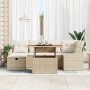 Conjunto de Sofá de Jardín de 7 Piezas con Cojines Beige Poliratán de , Sofás de exterior - Ref: Foro24-3361358, Precio: 556,...