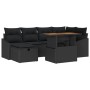 Juego de Sofá de Jardín de 7 Piezas con Cojines Negro Ratán Poliéster de , Sofás de exterior - Ref: Foro24-3361359, Precio: 5...