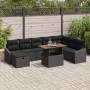 Conjunto de Sofá de Jardín de 9 Piezas con Cojines Negros de Ratán Polimérico de , Sofás de exterior - Ref: Foro24-3361373, P...