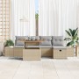 Conjunto de Sofá de Jardín de 6 Piezas con Cojines Beige Ratán Poly de , Sofás de exterior - Ref: Foro24-3361378, Precio: 478...