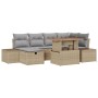 Juego de Comedor para Jardín de 7 Piezas con Cojines Beige de Rattan Poliéster Acacia de , Sofás de exterior - Ref: Foro24-33...