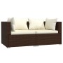 Sofá de 2 plazas con cojines ratán sintético marrón de vidaXL, Conjuntos de jardín - Ref: Foro24-317498, Precio: 191,53 €, De...