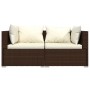 Sofá de 2 plazas con cojines ratán sintético marrón de vidaXL, Conjuntos de jardín - Ref: Foro24-317498, Precio: 191,53 €, De...