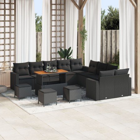 Conjunto de Sofá de Jardín  de 14 Piezas con Cojines Negro, Conjunto de Comedor de Jardín  de 4 Piezas con Cojines Negro | Foro24.es | Tu tienda online para hogar, jardín y más Foro24.es
