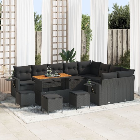 Conjunto de Sofá de Jardín  de 13 Piezas con Cojines Negro, Conjunto de Comedor de Jardín  de 4 Piezas con Cojines Negro | Foro24.es | Tu tienda online para hogar, jardín y más Foro24.es