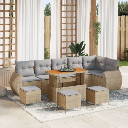 Juego de Sofá de Jardín de 10 Piezas con Cojines Beige, Juego de Comedor de Jardín de 4 Piezas con Cojines Beige | Foro24.es | Tu tienda online para hogar, jardín y más Foro24.es
