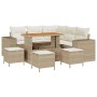 Sofá de Jardín de 8 Piezas con Cojines Beige Ratán PE Acacia, Comedor de Jardín de 3 Piezas con Cojines Beige Ratán PE Acacia | Foro24.es | Tu tienda online para hogar, jardín y más Foro24.es
