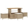 Sofá de Jardín de 8 Piezas con Cojines Beige Ratán PE Acacia, Comedor de Jardín de 3 Piezas con Cojines Beige Ratán PE Acacia | Foro24.es | Tu tienda online para hogar, jardín y más Foro24.es