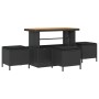 Conjunto Sofás Jardín 9 Piezas con Cojines Ratán Negro Acacia, Conjunto Comedor Jardín 3 Piezas con Cojines Ratán Negro Acaci...