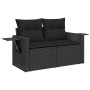 Conjunto Sofás Jardín 9 Piezas con Cojines Ratán Negro Acacia, Conjunto Comedor Jardín 3 Piezas con Cojines Ratán Negro Acaci...