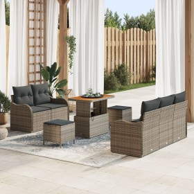 Sofá de Jardín Set de 4 Gris, Gris Oscuro Ratán, Tela Mediano de , Sofás de exterior - Ref: Foro24-3364163, Precio: 606,73 €,...