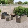 Sofá de Jardín Set de 4 Gris, Gris Oscuro Ratán, Tela Mediano de , Sofás de exterior - Ref: Foro24-3364163, Precio: 606,73 €,...