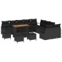 Conjunto de Sofá de Jardín de 13 Piezas con Cojines Negro Poliratán Acacia de , Sofás de exterior - Ref: Foro24-3364529, Prec...
