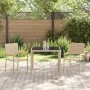 Juego de Comedor de Jardín 3 Piezas Beige Poliratán, Sillas de Jardín Apilables con Cojines 2 pcs Beige Poliratán de , Sillas...