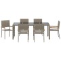 Conjunto de Comedor de Jardín de 7 Piezas  Gris Poliratán, Sillas de Jardín apilables  con cojines 2 pcs Gris Poliratán | Foro24.es | Tu tienda online para hogar, jardín y más Foro24.es