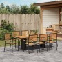 Set de Comedor de Jardín  de 9 Piezas Acero Polirratán Negro, Sillas de Jardín Apilables  con Cojines 2 pcs Polirratán Negro | Foro24.es | Tu tienda online para hogar, jardín y más Foro24.es