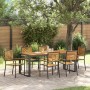 Juego de Comedor de Jardín de 7 Piezas Negro Polirratán Acacia, Sillas Apilables de Jardín  con Cojines 2 pcs Negro Polirratán | Foro24.es | Tu tienda online para hogar, jardín y más Foro24.es