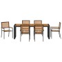 Juego de Comedor de Jardín de 7 Piezas Negro Polirratán Acacia, Sillas Apilables de Jardín  con Cojines 2 pcs Negro Polirratán | Foro24.es | Tu tienda online para hogar, jardín y más Foro24.es