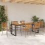 Conjunto de Comedor de Jardín de 7 Piezas Gris Poliratán Acacia,  Sillas de Jardín Apilables con Cojines 2 pcs Gris Poliratán | Foro24.es | Tu tienda online para hogar, jardín y más Foro24.es