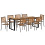 Juego de Comedor de Jardín de 9 Piezas Gris Poliratán Acacia,  Sillas de Jardín Apilables con Cojines 2 pcs Gris Poliratán | Foro24.es | Tu tienda online para hogar, jardín y más Foro24.es