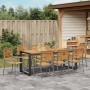 Juego de Comedor de Jardín de 9 Piezas Gris Poliratán Acacia,  Sillas de Jardín Apilables con Cojines 2 pcs Gris Poliratán | Foro24.es | Tu tienda online para hogar, jardín y más Foro24.es