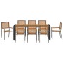 Juego de Comedor de Jardín de 9 Piezas Gris Poliratán Acacia,  Sillas de Jardín Apilables con Cojines 2 pcs Gris Poliratán | Foro24.es | Tu tienda online para hogar, jardín y más Foro24.es