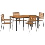 Conjunto de comedor de jardín de 5 piezas en gris de ratán de polietileno y acacia | Foro24.es | Tu tienda online para hogar, jardín y más Foro24.es