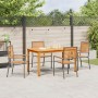 Conjunto de Comedor de Jardín de 5 Piezas Gris Polyratán Acacia,  Sillas de Jardín Apilables con Cojines 2 pcs Gris Polyratán | Foro24.es | Tu tienda online para hogar, jardín y más Foro24.es