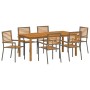 Juego de Comedor de Jardín de 7 Piezas Gris de Polyratán Acacia, Sillas Apilables de Jardín  con Cojines 2 pcs Gris de Polyratán | Foro24.es | Tu tienda online para hogar, jardín y más Foro24.es