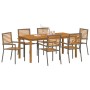 Juego de Comedor de Jardín de 7 Piezas Gris de Polyratán Acacia, Sillas Apilables de Jardín  con Cojines 2 pcs Gris de Polyratán | Foro24.es | Tu tienda online para hogar, jardín y más Foro24.es