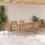 Juego de Comedor de Jardín de 7 Piezas Gris de Polyratán Acacia, Sillas Apilables de Jardín  con Cojines 2 pcs Gris de Polyratán | Foro24.es | Tu tienda online para hogar, jardín y más Foro24.es