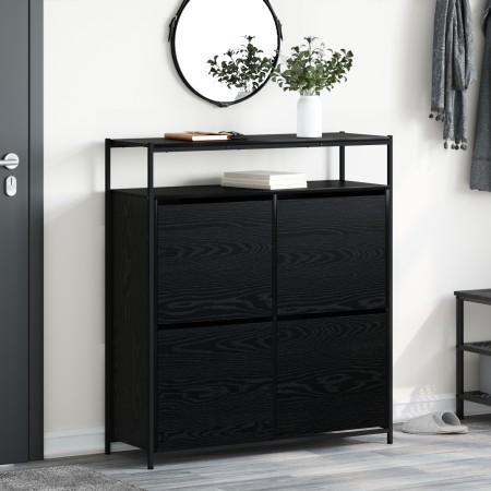 Zapatero con 4 Cajones Plegables Negro Roble 100x34x112 cm | Foro24.es | Tu tienda online para hogar, jardín y más Foro24.es