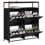 Zapatero con 4 Cajones Plegables Negro Roble 100x34x112 cm | Foro24.es | Tu tienda online para hogar, jardín y más Foro24.es