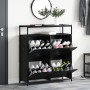 Zapatero con 4 Cajones Plegables Negro Roble 100x34x112 cm | Foro24.es | Tu tienda online para hogar, jardín y más Foro24.es