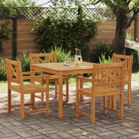 Conjunto de Comedor de Jardín de 5 Piezas de Madera Maciza de Acacia, Sillas de Jardín 2 pcs de Madera Maciza de Acacia de , ...