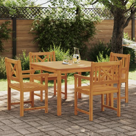 Conjunto de Comedor de Jardín de 5 Piezas de Madera Maciza de Acacia, Sillas de Jardín 2 pcs de Madera Maciza de Acacia de , ...