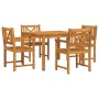 Conjunto de Comedor de Jardín de 5 Piezas de Madera Maciza de Acacia, Sillas de Jardín 2 pcs de Madera Maciza de Acacia de , ...