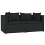 Sofá de 2 plazas con cojines ratán sintético negro de vidaXL, Conjuntos de jardín - Ref: Foro24-317520, Precio: 190,78 €, Des...