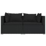 Sofá de 2 plazas con cojines ratán sintético negro de vidaXL, Conjuntos de jardín - Ref: Foro24-317520, Precio: 190,78 €, Des...