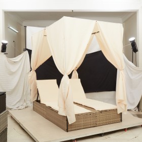 Comprar VidaXL Doble Tumbona con Techo y Cortinas