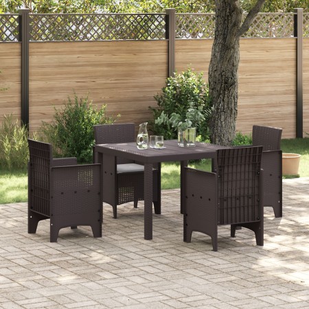 Juego de Comedor de Jardín de 5 Piezas con Cojines Marrón Polirratán de , Mesas de jardín - Ref: Foro24-3378539, Precio: 233,...