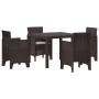 Juego de Comedor de Jardín de 5 Piezas con Cojines Marrón Polirratán de , Mesas de jardín - Ref: Foro24-3378539, Precio: 233,...