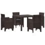 Juego de comedor de jardín de 5 piezas con cojines Marrón Polirratán de , Mesas de jardín - Ref: Foro24-3378540, Precio: 233,...