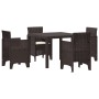 Juego de Comedor de Jardín de 5 Piezas con Cojines Marrón Ratán Sintético de , Mesas de jardín - Ref: Foro24-3378541, Precio:...